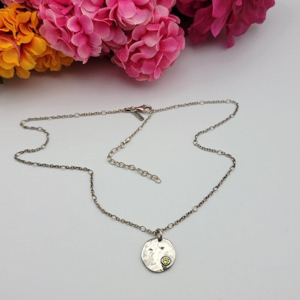 Israel Didae Sterling Silver 925 Yellow Gemstone Accent  Pendant Necklace 20"